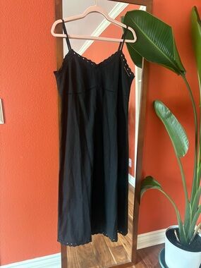 Old Navy Black Midi Slip Dress Linen New With Tags Large Petite